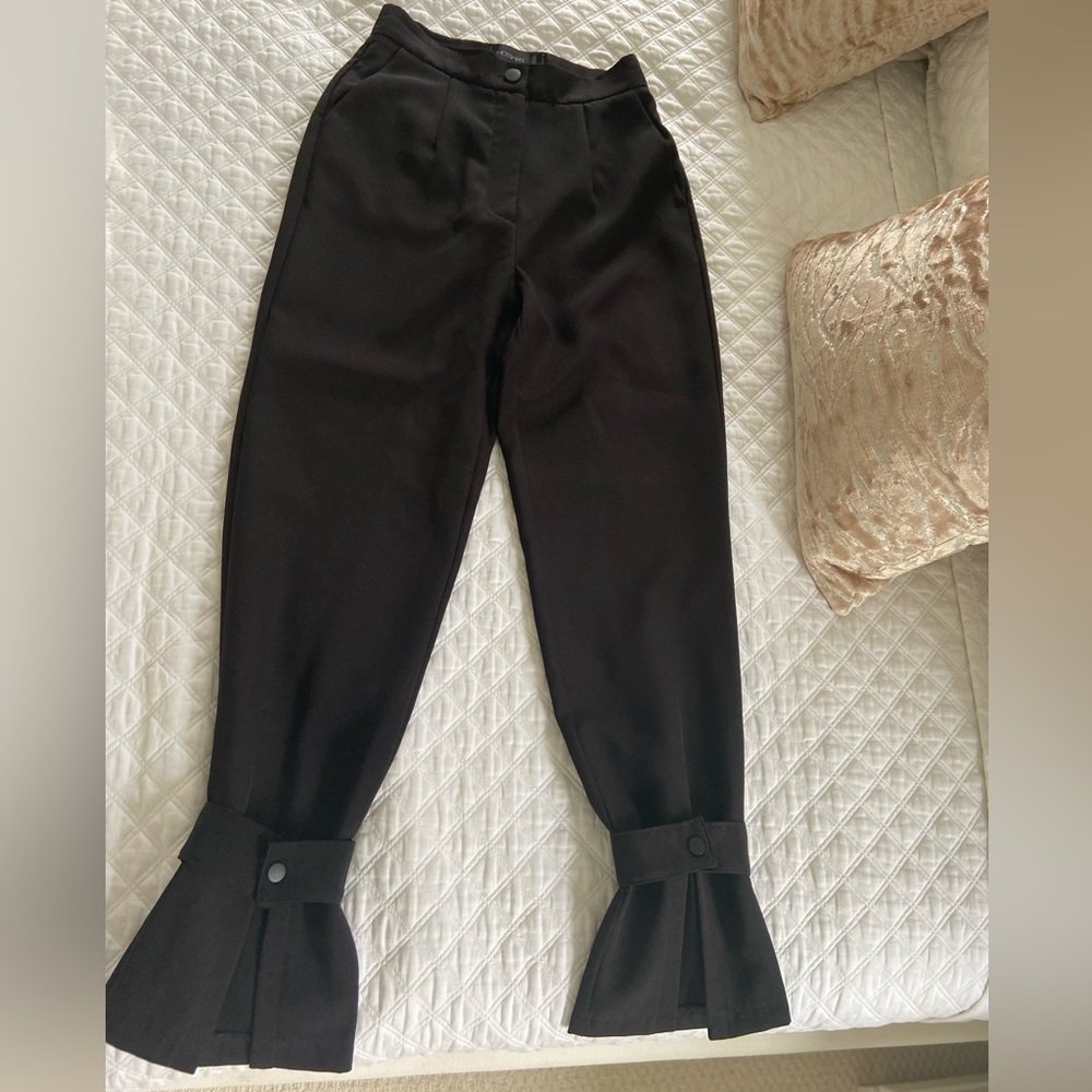 MOSSMAN Black Strapped Cuff Pant Size 6
